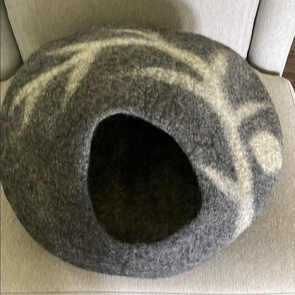 Cozy Gray Wool Cat Cave